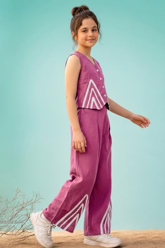 Image of Fashion Dream Girls Cotton Blend Embroidered Co-Ord Set|Coord Set|Combo Set|Kids Clothes for Girls