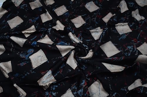 Image of Ethnics of Kutch Womens's Ajrakh Modal Silk Natural Dye Hand Block Print Unstitched Kurta Fabric