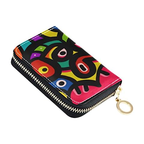 linqin Stars Small Riskfree Zip Pocket Wallet for Kids with RFID Blocking for Work, Cartoon Doodle, One Size, Classic Cover