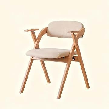 Silla Plegable de Madera Estilo Mid-Century con Brazos, Confortable Asiento Acolchado, Apilable para Comedor Cocina Interiores,D,51x61x75cm(20x24x30inch)