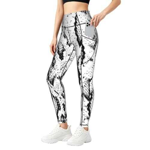 Pantalones de yoga opacos QYUHBNS con estampado de serpiente y bolsillos laterales
