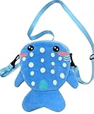 Whale Shark Crossbody Bag – Ocean Plush Blue Purse – Cute Sea Creature Coin Bag – Travel Sling Bag – Stuffed Animal Toy Whale Shark Lovers
