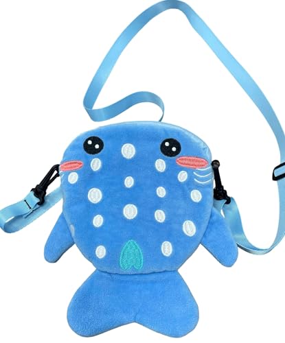 Whale Shark Crossbody Bag – Ocean Plush Blue Purse – Cute Sea Creature Coin Bag – Travel Sling Bag – Stuffed Animal Toy Whale Shark Lovers