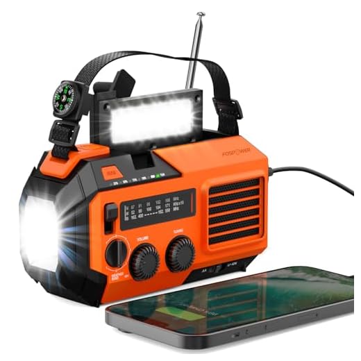FosPower 5200mAh Emergency Weather Radio (Model A6) Portable Power Bank with IPX3 Water Resistant Rating, NOAA Alert, AA Batteries Backup, Solar Charging, Hand Crank, SOS, AM/FM/WB & LED Flashlight