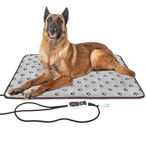 Pet Heating pad 34″x21″ Large Dog cat Heating pad Heated ped beds Dogs House Heater Electric Warming pad for Puppies with Timer,Chew Resistant Cord,Easy Clean,Waterproof