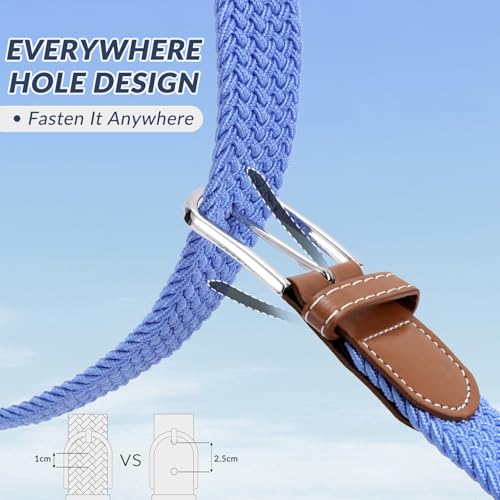Image of BELTROAD Elastic Braided Belt Mens Golf Belts No-Hole Design Lightweight Breathable Woven Stretch Belt for Golf Casual