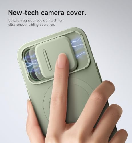 Image of SURITCH for iPhone 13 Pro Case with Magnetic Camera Slide Cover and Adjustable Kickstand, Compatible with MagSafe, Shockproof Bumper Case Slim Protective Cover for iPhone 13 Pro 6.1 Inch, Green