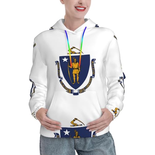Sweat à capuche femme Massachusetts doux vêtement hiver chaud avec poche
