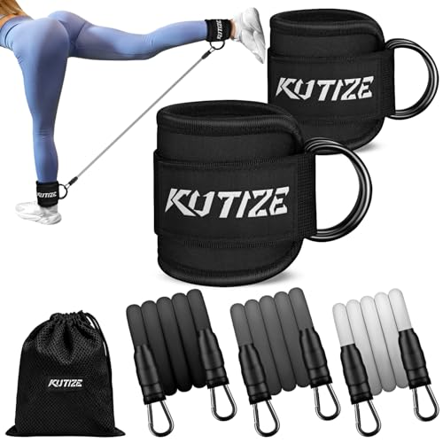 KUTIZE Ankle Resistance Bands with Cuffs for Women- 3-Level Adjustable Leg Butt Booty & Glute Workout Equipment Portable Home Gym Exercise Bands for Kickbacks Hip Thrusts Yoga Strength Training