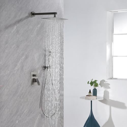 Mélangeur de douche mural luxe en laiton or brossé double sortie