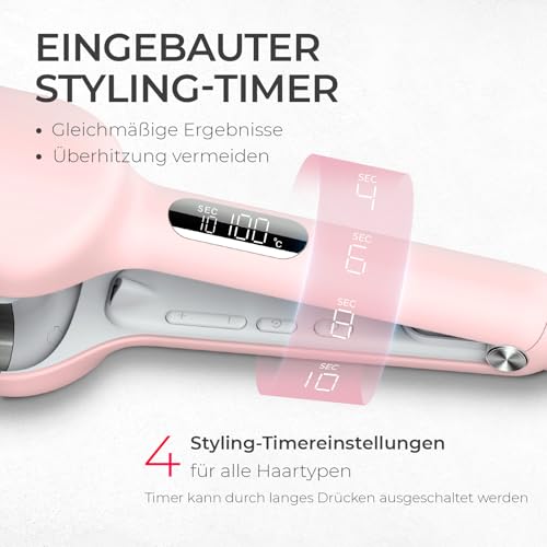 TYMO ROVY Welleneisen für haare, Lockenstab große Locken geeignet für Anfänger, Sofortiges Wellen, 32mm Ionen Keramik Hair Curler für Lange kurze Haare mit 4 Temperaturen LED-Anzeige, Anti-Verbrennung