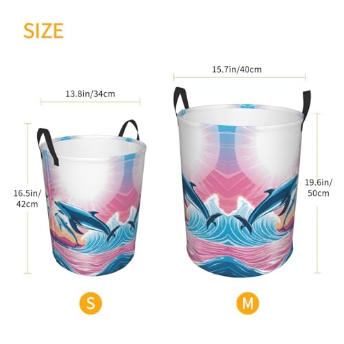 Panier à linge 62L pliable M avec poignées Dauphins