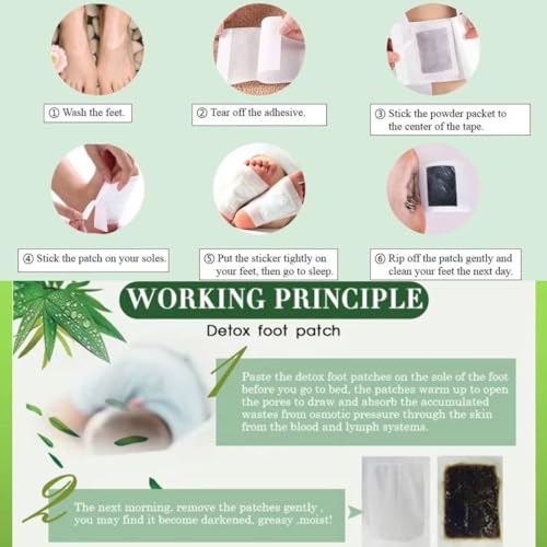 Image of Crasts Foot patch (Pack of 10) Herbal And Gentle Ingredient Detox Foot Pads, Natural Ingredients for Sleep Aid, Pain Relief, Toxin Removal with Bamboo Vinegar and Acupoint Micro-Massage Technology