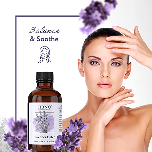 Hbno Dutch Lavender Essential Oil - Huge 4 Oz (120Ml) Value Size - Natural Lavender Oil, Steam Distilled - Perfect For Cleaning, Aromatherapy, Diy, Soap & Diffuser - Lavender Essential Oils #TOP4
