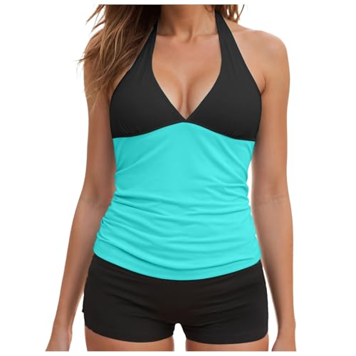 Traje de baño de dos piezas de moda para mujer Tankini de dos piezas traje de baño sexy traje de baño para mujer, menta verde., L
