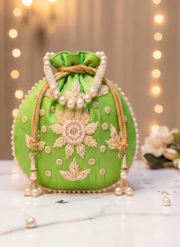 Image of Woman's Silk Hand Work Handbag Potli Bag