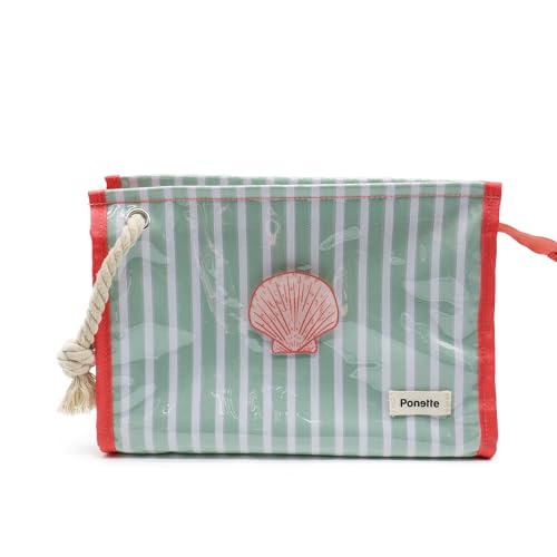 PONETTE - Neceser de Mujer Impermeable con Asa - Bolsa de Aseo para Playa, Piscina, Viaje, Gimnasio y Uso Diario - Gran Capacidad, Ligero y Plegable - Marca Española - Neceser Ibiza