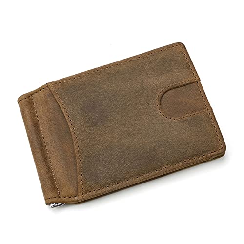 wallet, Money Clip, Retro Wallet Card Holder Anti-Magnetic Handmade Retro Casual Men's and Women's Wallet Thint(Brown)
