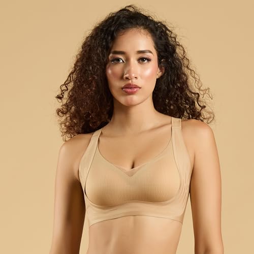Image of SOIE Women Padded Non Wired Full Coverage Seamless T-Shirt Bra with Mesh Detailing