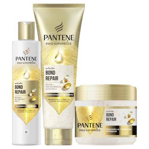 Pantene Pro-V Miracles Bond Repair Champú, Mascarilla y Acondicionador Pelo | Formatos de 300 y 150 ml, Cuidado Intensivo para el Cabello Seco y Dañado