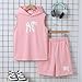EDFTM Little Boys Summer Clothes Hooded Sleeveless Tank Tops Workout Shorts 2 Piece Set Fashion Outfits Navy Blue/Pink