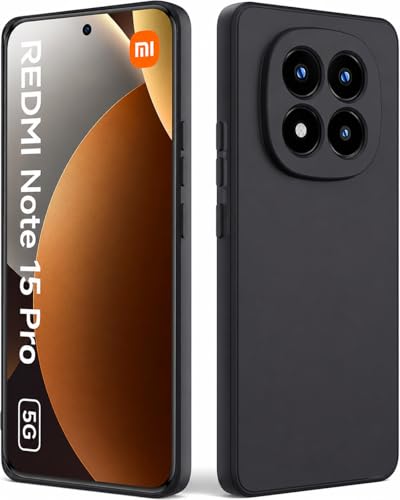 Image of DIZORO Compatible with Mi Redmi Note 15 Pro 5G Back Cover with Upgraded Square Edges for Camera Protection Shockproof Flexible Matte Liquid Silicone Mobile Phone Case - Black