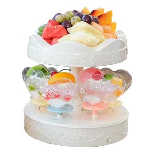 Generisch Soporte para tartas, placa de presentación automática de doble nivel, soporte para sushi para tartas con base giratoria, para chocolate, pan, dulces, cumpleaños, bodas, fiestas, vacaciones