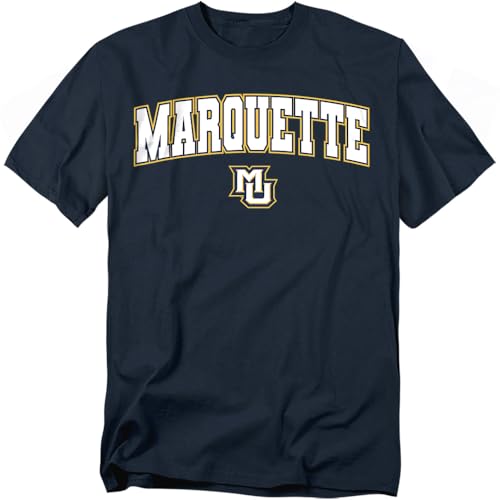 LOGOVISION Marquette University Arch Logo Unisex Adult T Shirt Navy Large