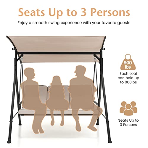 Tangkula 3 Person Porch Swing with Adjustable Canopy #TOP26