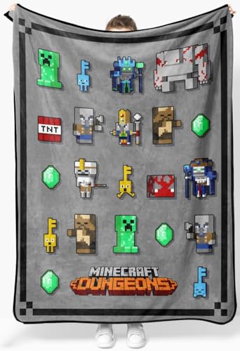 Jay Franco Plush Throw Blanket 46 x 60 Inches Kids Hero Soft & Cozy Fleece Throw for Bedroom & Couch Dcor Official Licensed Product Gray - Minecraft