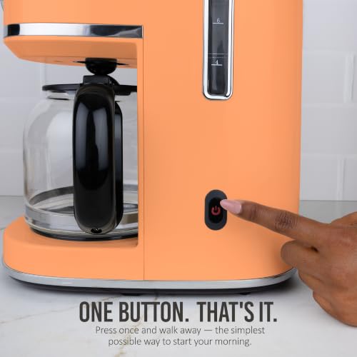 Image of Nostalgia Classic Retro 10 Cup Coffee Maker - One-Touch Drip Brew, Reusable Filter - Anti-Drip, Auto Shutoff, & Time Display - Dishwasher Safe 50 oz Carafe - Orange