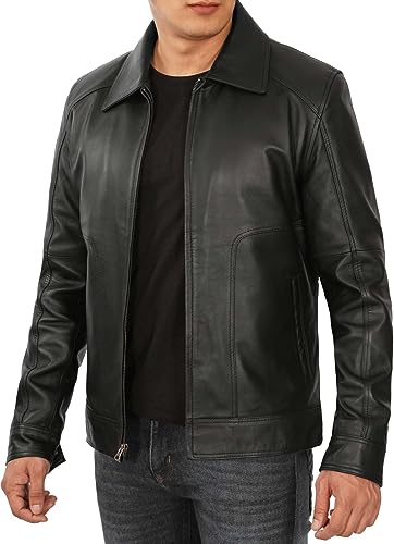 Blingsoul Disc Black Men Leather Jacket | [1104824] Thomas Black, L