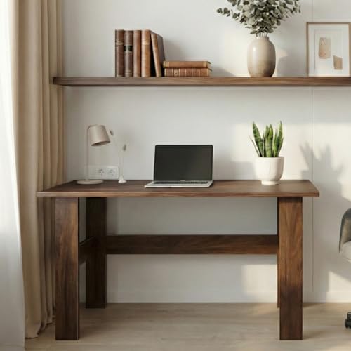 Image of Beten Standard Engineered Wood Study and Computer Laptop Table for Home or Office, WFH Desk, with Storage for Books and Decor Display for Adults Kids Students (Classic Brown)