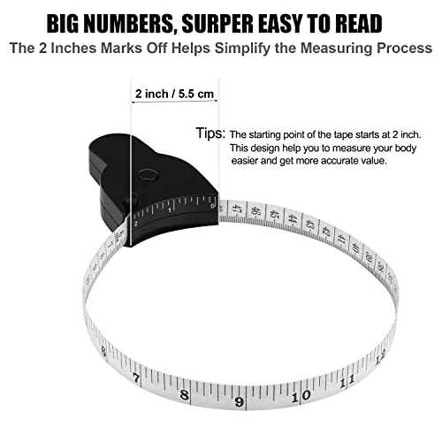 Automatic Telescopic Tape Measure, Body Measure Tape 60 inch (150cm), Self-Tightening Retractable Measuring Tape for Body Accurate Way to Track Weight Loss Muscle Gain by One Hand, 3 Piece