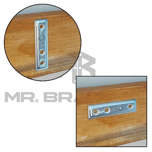 MR.BRACKET 25 ad. Düz Demir Gönye Köşebent 16x60mm- Metal Düz Lama Montaj Demiri Mobilya Dolap Raf Masa Köşe Bağlantı Birleştirme Sabitleme Aparatı