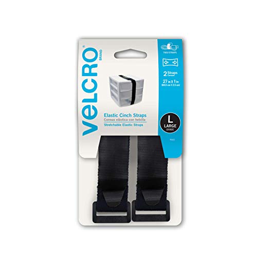 VELCRO Brand All-Purpose Elastic Straps | Strong & Reusable | Perfect for Fastening Wires & Organizing Cords | Black, 27in x 1in | 2 Count #1