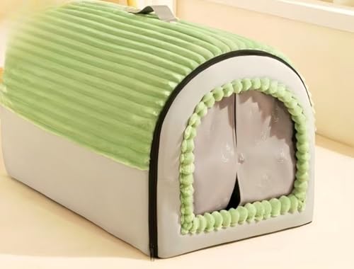 Neakarfer-猫小屋/犬小屋は四季を通じて冬の増温効率が通用し、水洗いができ、ペットハウスを密封することができる|密空間を確保する|小型犬に適し、滑り止め、丸洗いができ、コンパクト設計、室内スタイル隠蔽 (グリーン,XL)