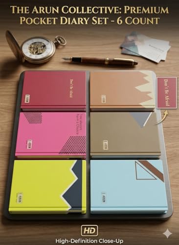 Image of Premium Pocket Diary Set of 6 | Motivational A6 Mini Notebook Multipack | Small Portable Designer Journals for Daily Notes & Gifting | Pocket Friendly Travel Diary Set for Office, School & Home (Multicolor)