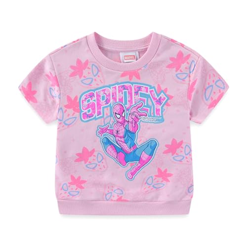 Image of Marvel Spider-Man Girls French Terry Short Sleeve T-Shirt and Shorts Set for Big Kids