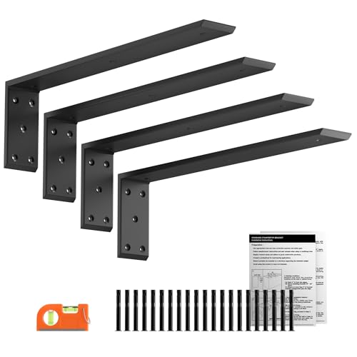 Image of LEOPO 20" Countertop Support Brackets 4 Pack, 3/8" Thick Heavy Duty Standard Front Mounted L Countertop Support Bracket for Shelves,Bracket for Quartz/Granite/Wood/Concret/Laminate Countertops