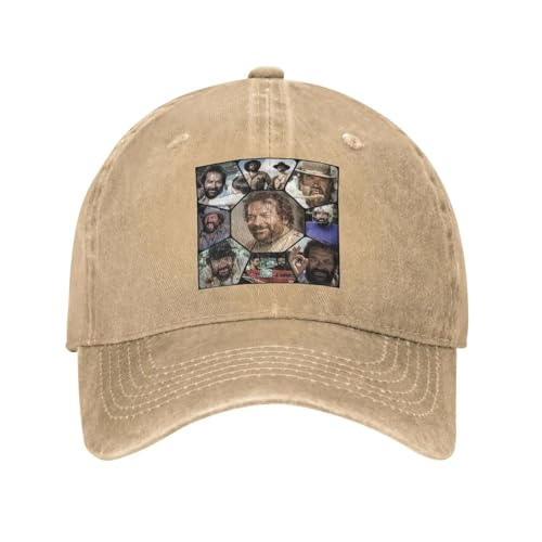 Gorra de béisbol Lavada Bud Spencer Carlo Pedersoli Montage Películas de los 70 Gorras de Hip Hop de Verano para Hombres Mujeres Gorras de béisbol de Sol Elegantes