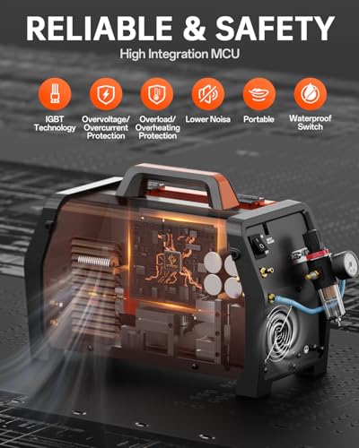 HITBOX Plasma Cutter Welder Combo, Synergy MIG Welder 200A, 220V [6 in 1] Gasless/Gas MIG/HF TIG/Plasma Cutter 40A/Stick/Spot, 2T/4T Aluminum Multi Process Welder Machine (HBMC270)