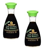 Kikkoman Soy Sauce - Less Sodium Soy Sauce - Dispenser Bottle - Pack of 2 - Use on a Variety of Different Foods - Stock Up Today and Have it Anytime