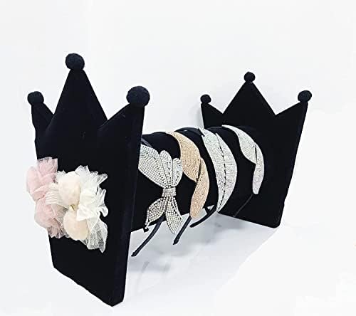 Hair Clip Band Headband Holder Display Stand Rack Organizer, Velvet, Pink (Pink)