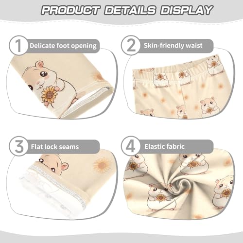 Girls' Athletic Leggings Ankle Length Yoga Dance Pants Kids Teen 4T Hamster Sunflower3
