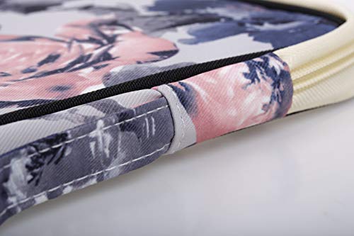 Lazyaunti Zipper Portfolio Organizer A4 Note Pouch-Waterproof Document Bags/Zipper Binder/Paper Case for 12.5" Mac,Tablet,Pens,washi Tape,Journals,Sketch Books(Chinese Antique Flower)