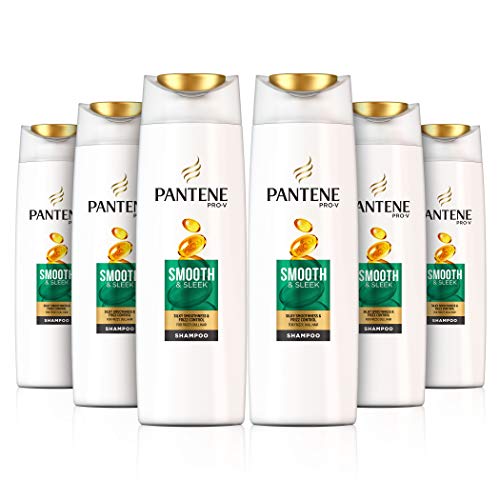 Image of Pantene Smooth and Sleek Shampoo For Hair Prone To Frizz, 400 ml - Pack of 6