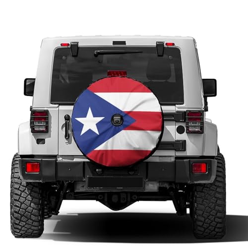 Dujiea Puerto Rico Flag Spare Tire Cover with Backup Camera Hole, Universal Wheel Tire Cover Tire Protectors for Trailer Rv SUV Truck Camper and Many Vehicle 17inch by Dujiea - Used condition - US$22.53