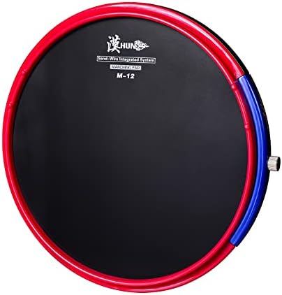 HUN Drum Practice Pads,12 Inch realfeel drum head feel Silicone Practice Pad, Sand-Wire Integrated System Marching Pad,Beginner Snare Drum Training Pad, M-12 Red with one pair of Marching Drumstick