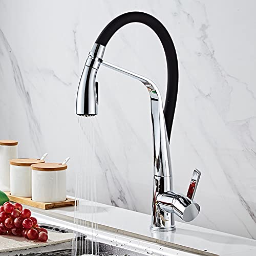 Robinet de cuisine extractible mitigeur eau chaude et froide en laiton